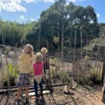 Die Kinder helfen fleißig beim Zaun machen